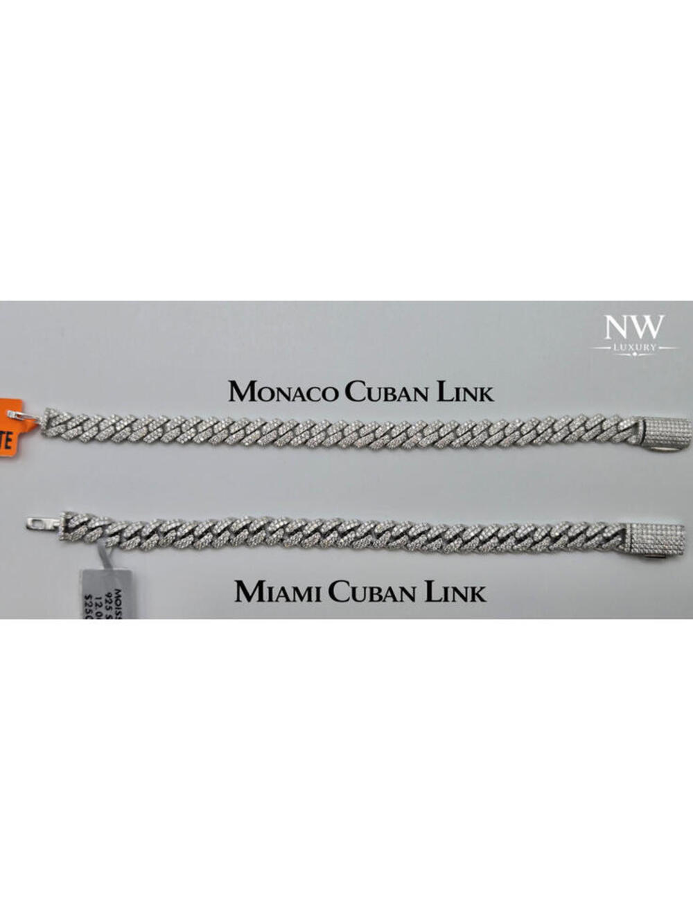 Real MOISSANITE Monaco Miami Cuban 8mm Bracelets, 925 Sterling Silver, Icey
